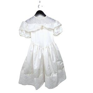 Vintage Sugar Plum Made in USA White Formal Lace Gown